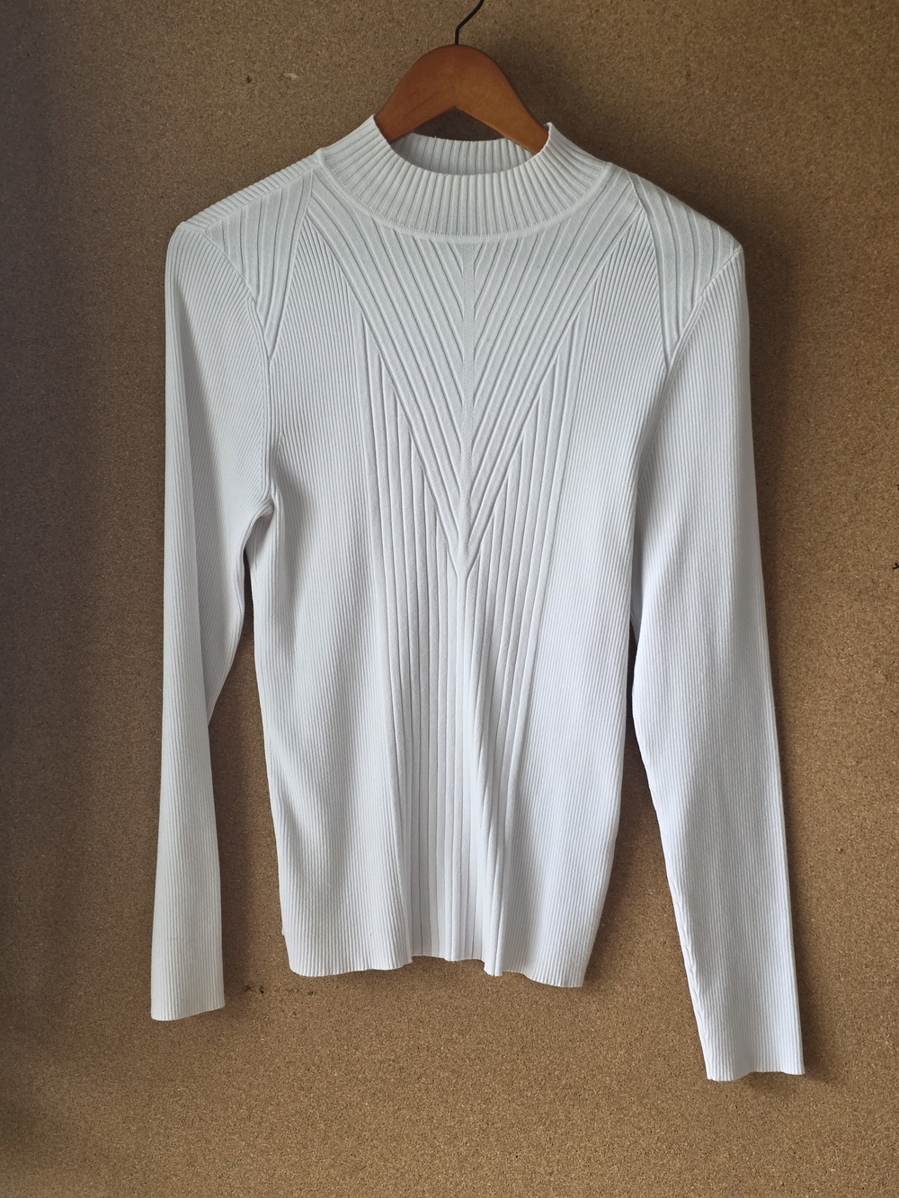 INC International Concepts Chevron Ribbed Mock Neck Sweater White Size L